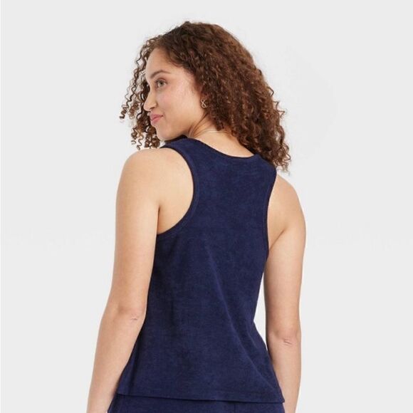 A New Day Terry Tank Top Navy Blue NWT Size M or L - Picture 4 of 12